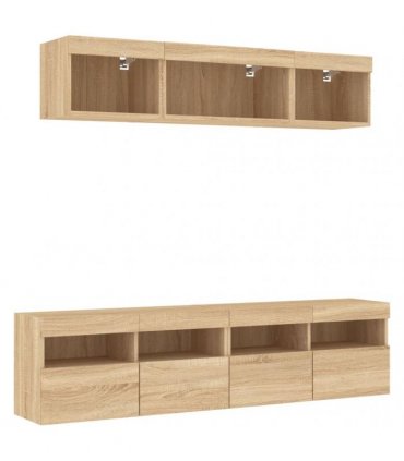 vidaXL 5 Piece TV Wall Units with LED Sonoma Oak Engineered Wood