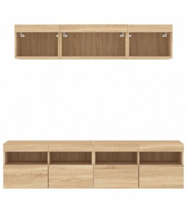 vidaXL 5 Piece TV Wall Units with LED Sonoma Oak Engineered Wood