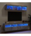 vidaXL 5 Piece TV Wall Units with LED Concrete Grey Engineered Wood