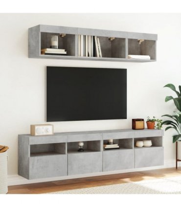 vidaXL 5 Piece TV Wall Units with LED Concrete Grey Engineered Wood