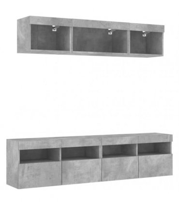 vidaXL 5 Piece TV Wall Units with LED Concrete Grey Engineered Wood