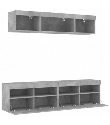 vidaXL 5 Piece TV Wall Units with LED Concrete Grey Engineered Wood