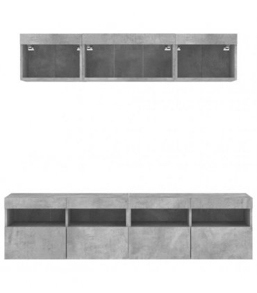 vidaXL 5 Piece TV Wall Units with LED Concrete Grey Engineered Wood