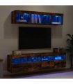 vidaXL 5 Piece TV Wall Units with LED Smoked Oak Engineered Wood