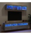 vidaXL 5 Piece TV Wall Units with LED Grey Sonoma Engineered Wood