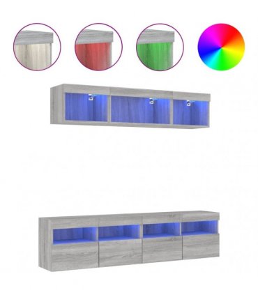vidaXL 5 Piece TV Wall Units with LED Grey Sonoma Engineered Wood