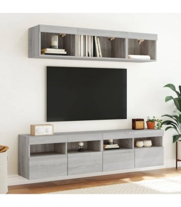 vidaXL 5 Piece TV Wall Units with LED Grey Sonoma Engineered Wood