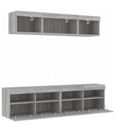 vidaXL 5 Piece TV Wall Units with LED Grey Sonoma Engineered Wood
