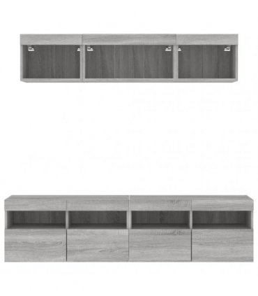vidaXL 5 Piece TV Wall Units with LED Grey Sonoma Engineered Wood