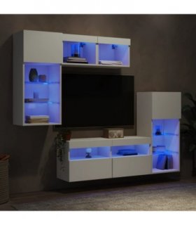vidaXL 5 Piece TV Wall Units with LED White Engineered Wood