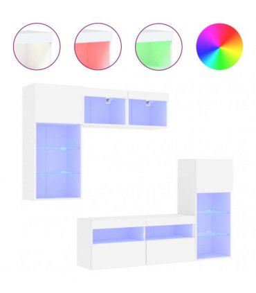 vidaXL 5 Piece TV Wall Units with LED White Engineered Wood