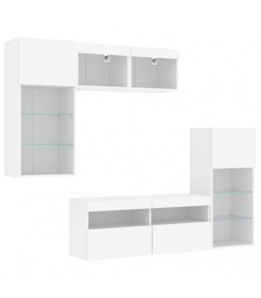 vidaXL 5 Piece TV Wall Units with LED White Engineered Wood