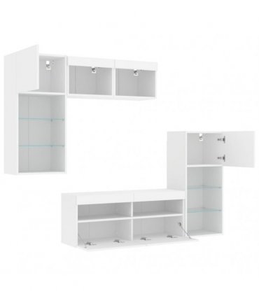 vidaXL 5 Piece TV Wall Units with LED White Engineered Wood