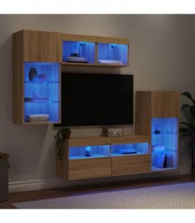 vidaXL 5 Piece TV Wall Units with LED Sonoma Oak Engineered Wood