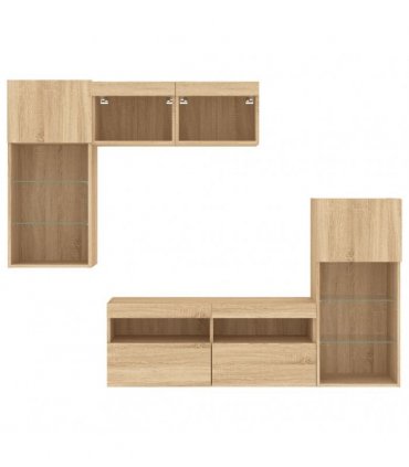 vidaXL 5 Piece TV Wall Units with LED Sonoma Oak Engineered Wood