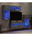 vidaXL 5 Piece TV Wall Units with LED Concrete Grey Engineered Wood