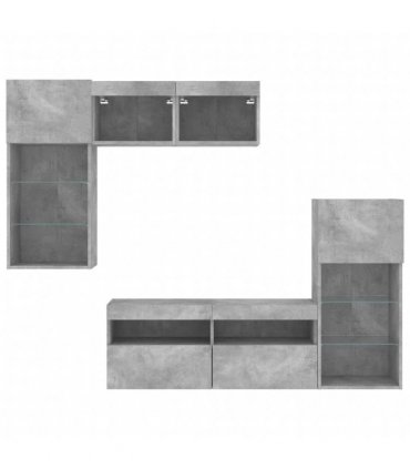 vidaXL 5 Piece TV Wall Units with LED Concrete Grey Engineered Wood