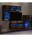 vidaXL 5 Piece TV Wall Units with LED Smoked Oak Engineered Wood