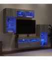 vidaXL 5 Piece TV Wall Units with LED Grey Sonoma Engineered Wood