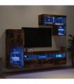 vidaXL 6 Piece TV Wall Units with LED Smoked Oak Engineered Wood