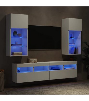 vidaXL 5 Piece TV Wall Units with LED White Engineered Wood