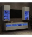 vidaXL 5 Piece TV Wall Units with LED White Engineered Wood