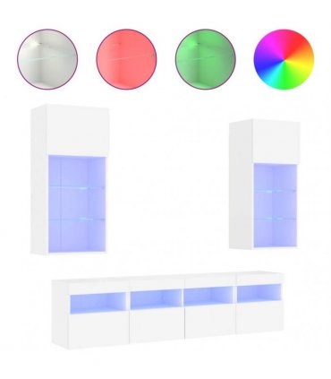 vidaXL 5 Piece TV Wall Units with LED White Engineered Wood