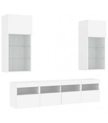 vidaXL 5 Piece TV Wall Units with LED White Engineered Wood