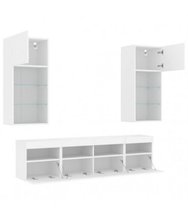 vidaXL 5 Piece TV Wall Units with LED White Engineered Wood