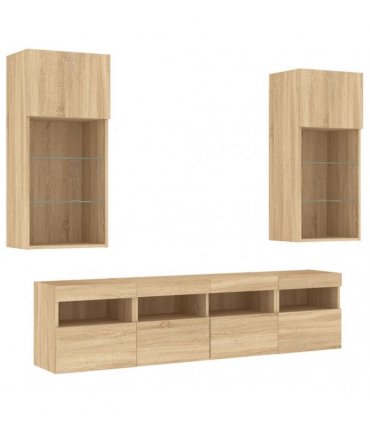 vidaXL 5 Piece TV Wall Units with LED Sonoma Oak Engineered Wood