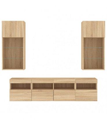 vidaXL 5 Piece TV Wall Units with LED Sonoma Oak Engineered Wood