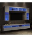 vidaXL 8 Piece TV Wall Cabinet Set with LED Lights White