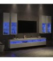 vidaXL 7 Piece TV Wall Cabinet Set with LED Lights White