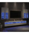 vidaXL 7 Piece TV Wall Cabinet Set with LED Lights White