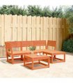 vidaXL 4 Piece Garden Lounge Set Wax Brown Solid Wood Pine