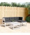 vidaXL 4 Piece Garden Lounge Set with Cushions White Solid Wood Pine