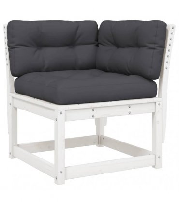 vidaXL 4 Piece Garden Lounge Set with Cushions White Solid Wood Pine
