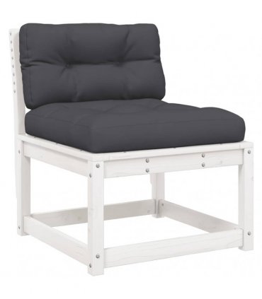 vidaXL 4 Piece Garden Lounge Set with Cushions White Solid Wood Pine