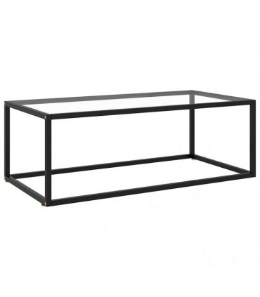 vidaXL Coffee Table Black with Tempered Glass 100x50x35 cm