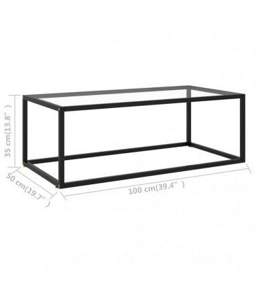 vidaXL Coffee Table Black with Tempered Glass 100x50x35 cm