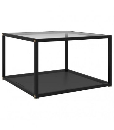 vidaXL Coffee Table Transparent and Black 60x60x35 cm Tempered Glass