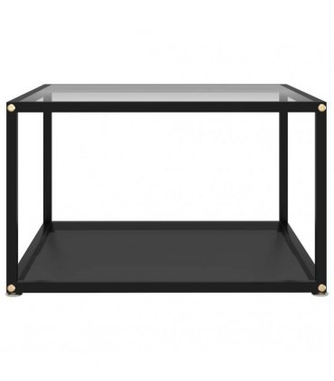 vidaXL Coffee Table Transparent and Black 60x60x35 cm Tempered Glass