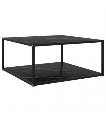 vidaXL Coffee Table Black 80x80x35 cm Tempered Glass