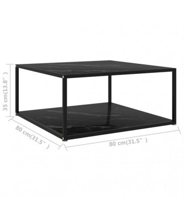 vidaXL Coffee Table Black 80x80x35 cm Tempered Glass