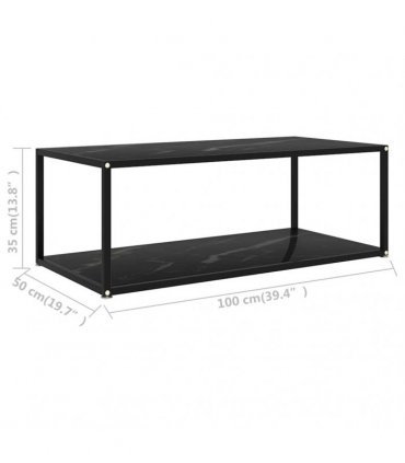 vidaXL Coffee Table Black 100x50x35 cm Tempered Glass
