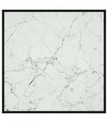 vidaXL Coffee Table Black with White Marble Glass 90x90x50 cm