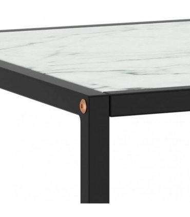 vidaXL Coffee Table Black with White Marble Glass 90x90x50 cm