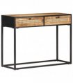 vidaXL Console Table 100x35x75 cm Rough Mango Wood and Natural Cane