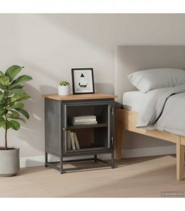 vidaXL Bedside Cabinet Grey 40x30x50 cm Solid Acacia Wood