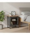 vidaXL Bedside Cabinet Grey 40x30x50 cm Solid Acacia Wood